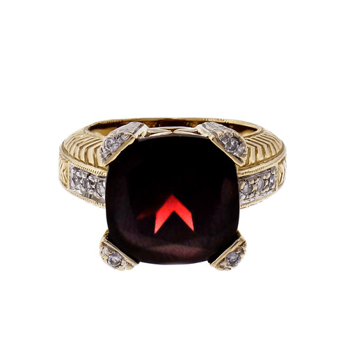 9.00ct Garnet Diamond 2-Tone 14k Gold Cocktail Ring