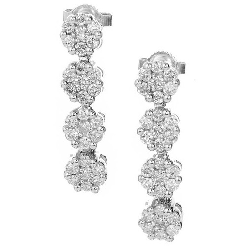 1.20 Carat Diamond Cluster White Gold Drop Dangle Earrings 1.20 Carat Diamond Cluster White Gold Drop Dangle Earrings