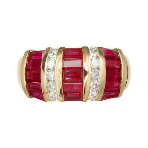 1.80ct Ruby Diamond 14k Yellow Gold Cocktail Ring