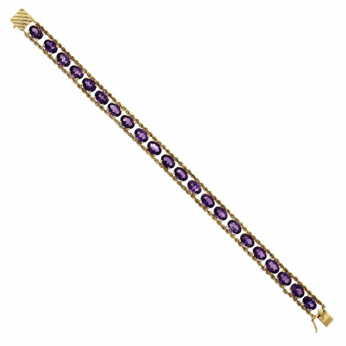 11.00ct Oval Amethyst 14k Yellow Gold Bracelet