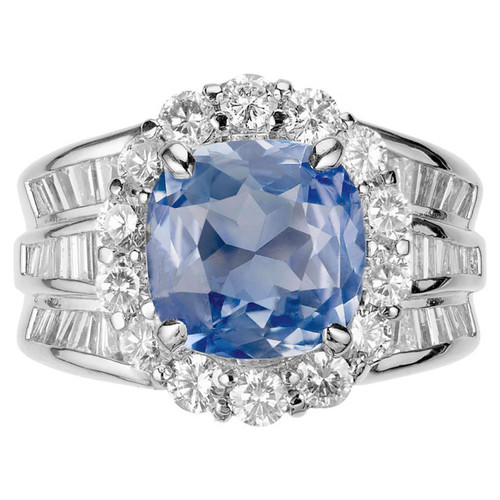 Peter Suchy GIA Certified 4.77ct Light Blue Sapphire Engagement Ring