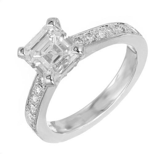 Peter Suchy GIA Certified 1.83ct Asscher Cut Diamond Platinum Ring