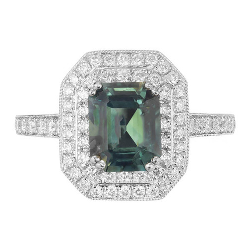 Peter Suchy GIA Certified 2.45 Carat Sapphire Diamond Gold Engagement Ring