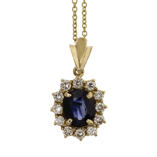 Peter Suchy Royal Slue Sapphire Diamond Halo Pendant 18k Gold