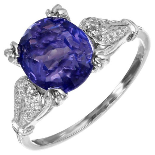 Peter Suchy GIA 3.22 Carat Violet Sapphire Diamond Platinum Engagement Ring