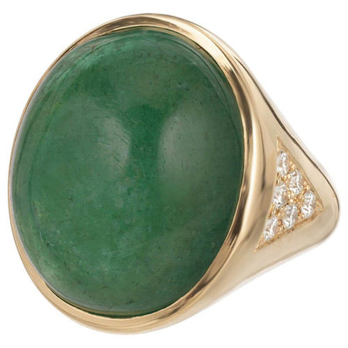 Peter Suchy 21.58 Carat Emerald Diamond Yellow Gold Cocktail Ring