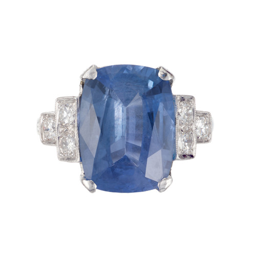 GIA Certified 5.74 Carat Sapphire Diamond Platinum Engagement Ring