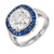 Vintage Transitional Cut Diamond 3.29ct Retro Art Deco Sapphire Halo Ring