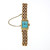 Retro Art Deco 14k Rose & Green Gold Watch Ice Blue Dial