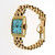 Retro Art Deco 14k Rose & Green Gold Watch Ice Blue Dial