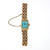 Retro Art Deco 14k Rose & Green Gold Watch Ice Blue Dial