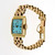 Retro Art Deco 14k Rose & Green Gold Watch Ice Blue Dial