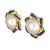 Mabe Pearl Blue Sapphire Yellow Gold Clip Post Earrings