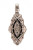 Estate 1930s 14k White Gold Black Enamel Hand Pierced Work Diamond Pendant