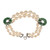 GIA Certified Jadeite Jade Cultured Pearl White Gold Two-Row Bracelet