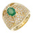 1.00 Carat Green Emerald Diamond Yellow Gold Cocktail Ring