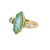 Green Agate Diamond Diamond Yellow Gold Cameo Three-Stone Ring