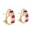 1.20 Carat Ruby Diamond Yellow Gold Hoop Earrings