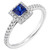 .46 Blue Square Sapphire Diamond Halo White Gold Engagement Ring