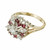 ODI .36 Carat Ruby Diamond Yellow White Gold Cluster Cocktail Ring