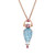 61.58 Carat Pear Aquamarine Ruby Diamond Rose Gold Retro Pendent Necklace