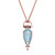 61.58 Carat Pear Aquamarine Ruby Diamond Rose Gold Retro Pendent Necklace