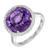 6.46 Carat Round Amethyst Diamond Halo White Gold Cocktail Ring