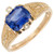 GIA Certified 1.57 Carat Blue Octagonal Sapphire Diamond Gold Engagement Ring
