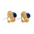 Lapis Lazulli Yellow Gold Clip Post Button Style Earrings
