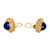 Lapis Lazulli Yellow Gold Clip Post Button Style Earrings