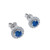 Peter Suchy .71 Carat Blue Sapphire Diamond White Gold Halo Earrings