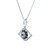 .24 Carat Sapphire Diamond White Gold Evil Eye Pendant Necklace