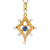 GIA Certified .25 Carat Yogo Gulch Montana Sapphire Pearl Yellow Gold Pendant Necklace