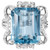 10.83 Carat Emerald Cut Aquamarine Diamond White Gold Cocktail Ring