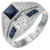 .33 Carat Old European Diamond Blue Sapphire White Gold Art Deco Men's Ring