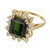 4.76 Carat Emerald Cut Tourmaline Diamond Halo Yellow Gold Cocktail Ring