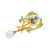 .8 Carat Diamond Ruby Pearl Yellow Gold Enamel Flower Pendant
