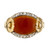 2.10 Carat Carnelian Diamond Halo Yellow Gold Dome Platinum Ring