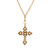 GIA Certified 4.76 mm Pearl Yellow Gold Enamel Cross Brooch Pendant Necklace