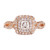 .93 Carat Princess Cut Diamond Halo 14k Rose Gold Engagement Ring