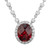 3.50 Carat Oval Garnet Round Diamond Halo 14k White Gold Necklace