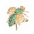 1.60 Carat Round Emerald 14k Yellow Gold Fly Brooch