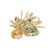 1.60 Carat Round Emerald 14k Yellow Gold Fly Brooch