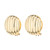 18k Yellow Gold Ribbed Button Clip Post Lever Back Earrings