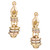 18k Tri Color Gold Layered Spiral Design Dangle Clip Post Earrings