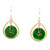  GIA Certified Natural Round Jadeite Jade Gold Dangle Earrings