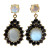 Moonstone Garnet Halo Gold Dangle Earrings