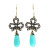Vintage Revival 9k Turquoise Dangle 40 Pearl 6 Round Diamond Bow Earrings