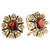 Vintage 4.20ct 14k Gold Reddish Brown Garnet Enamel 1950s Brown Diamond Earrings