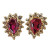 Vintage Gem Pear Blood Red Rubies 1.05ct 14k Gold .40ct Diamond Earrings